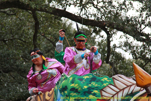 Riders on magnificent St. Charles Ave, New Orleans Mardi Gras - photo by Jules Richard